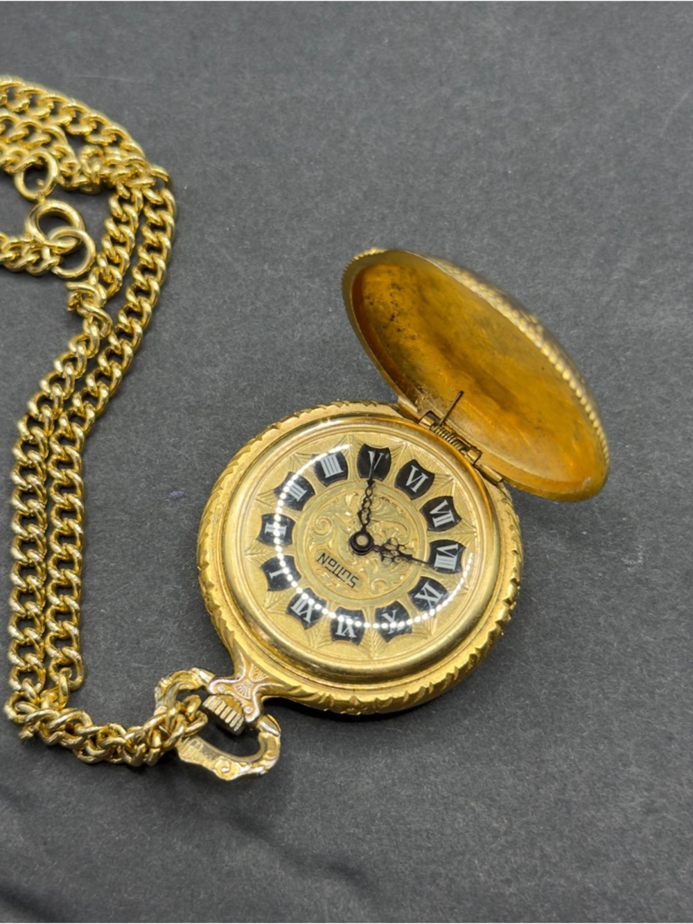 Vintage Sutton Gold Pocket Watch with 30” chain